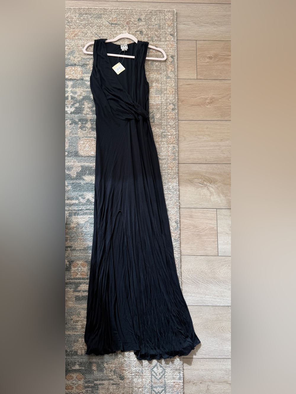 Haute Hippie Black Draped Wrap Maxi Gown